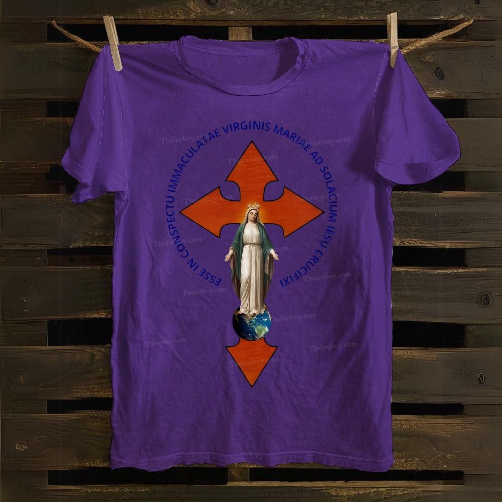 Virgem Maria & Jesus Cross Cotton T-shirt