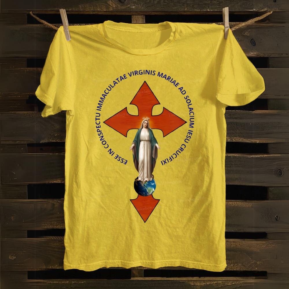 Virgem Maria & Jesus Cross Cotton T-shirt