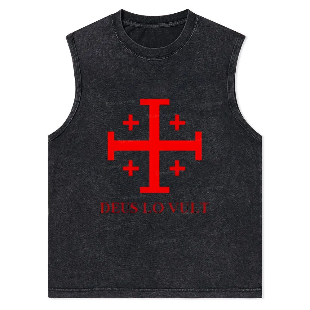 Deus Lo Vult Christian Snowflake Washed Vest