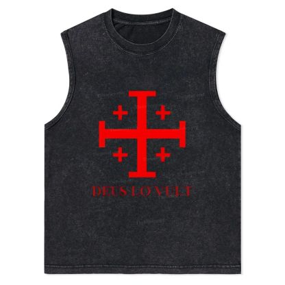 Deus Lo Vult Christian Snowflake Washed Vest