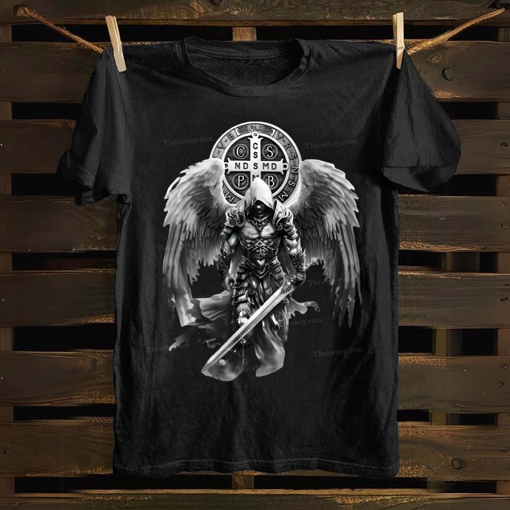 St. Benedict Medal&Angel Damian Cotton T-shirt