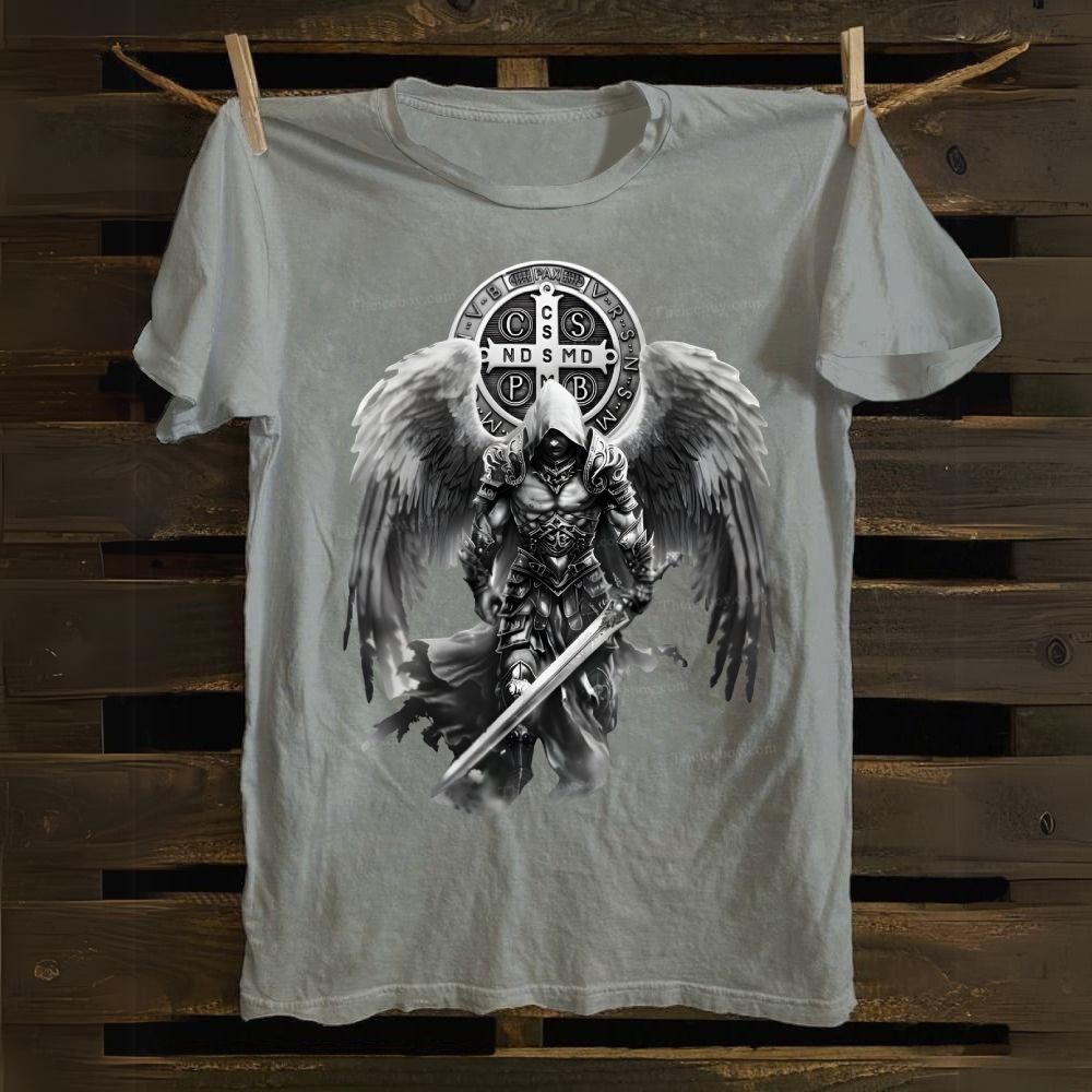 St. Benedict Medal&Angel Damian Cotton T-shirt