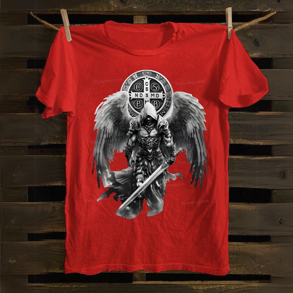 St. Benedict Medal&Angel Damian Cotton T-shirt