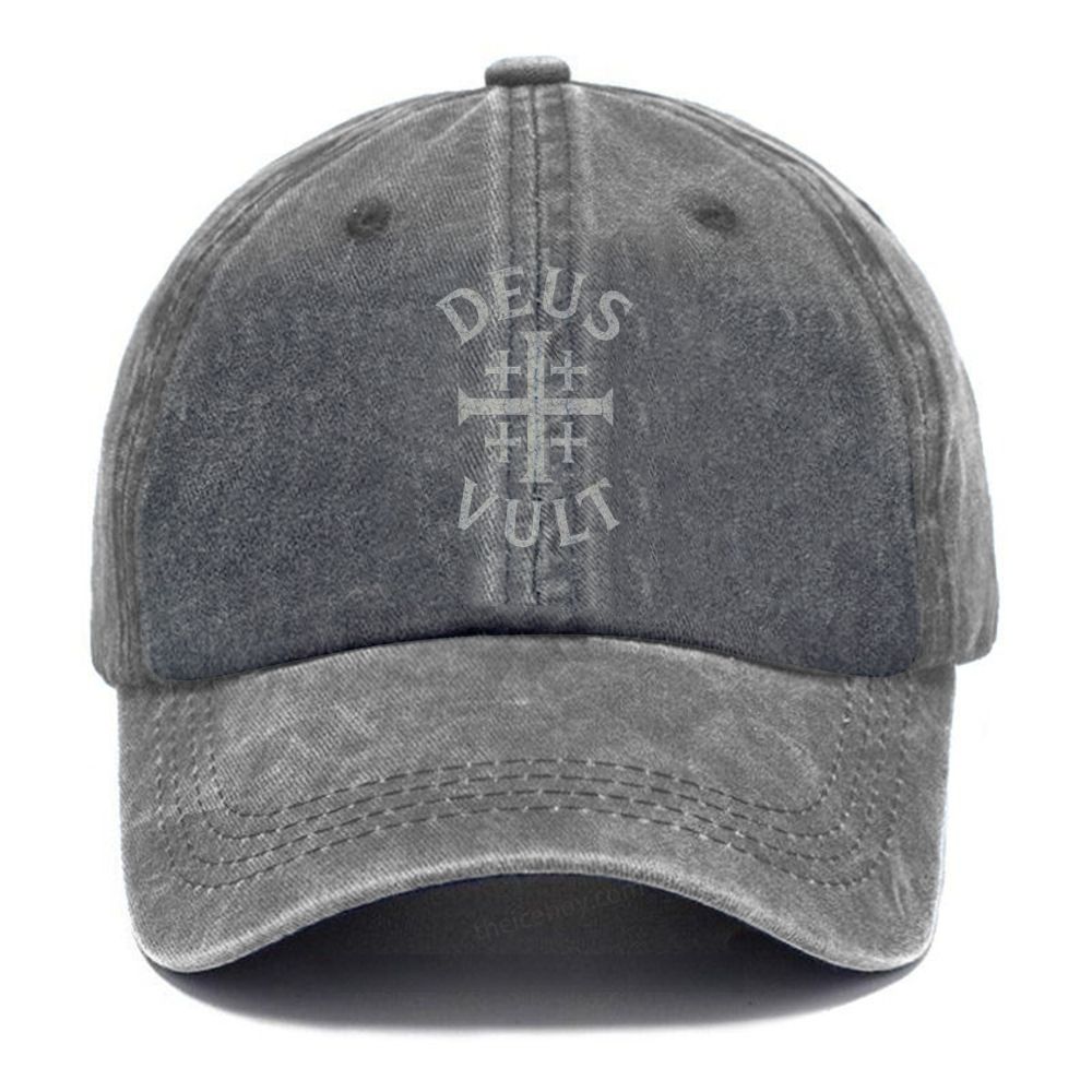Deus Vult Unisex Vintage Casual Washed Cap