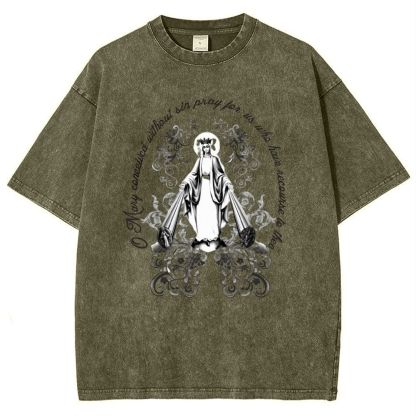 Our Lady Grace Virgin Mary Snowflake Vintage Cotton T-Shirt