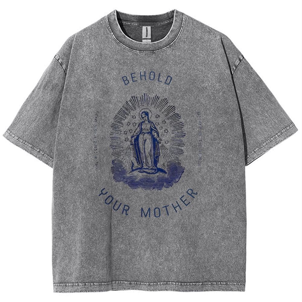 Behold Your Mother Catholic Snowflake Vintage Cotton T-Shirt