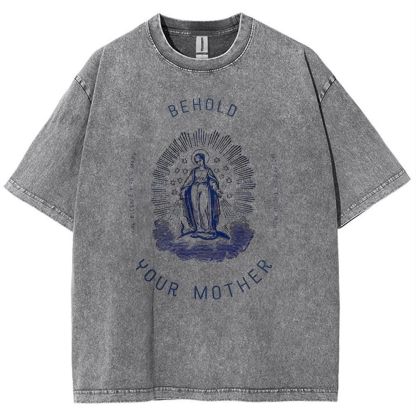 Behold Your Mother Catholic Snowflake Vintage Cotton T-Shirt
