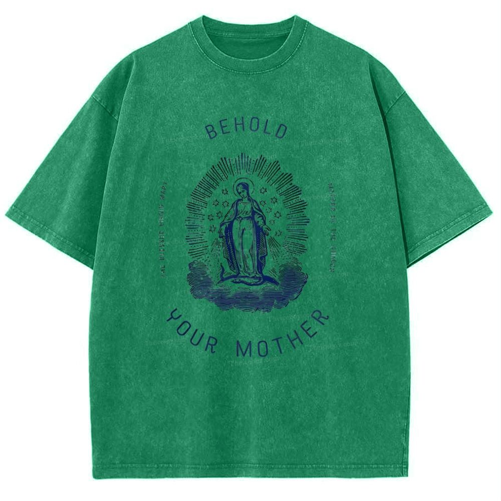 Behold Your Mother Catholic Snowflake Vintage Cotton T-Shirt