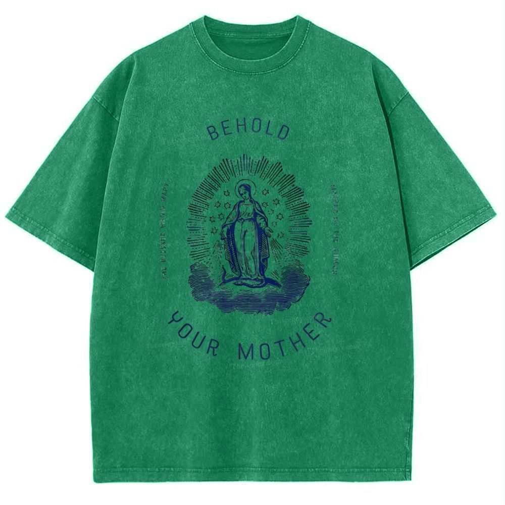 Behold Your Mother Catholic Snowflake Vintage Cotton T-Shirt