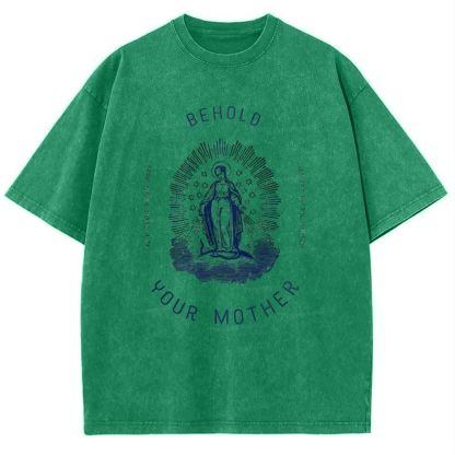 Behold Your Mother Catholic Snowflake Vintage Cotton T-Shirt