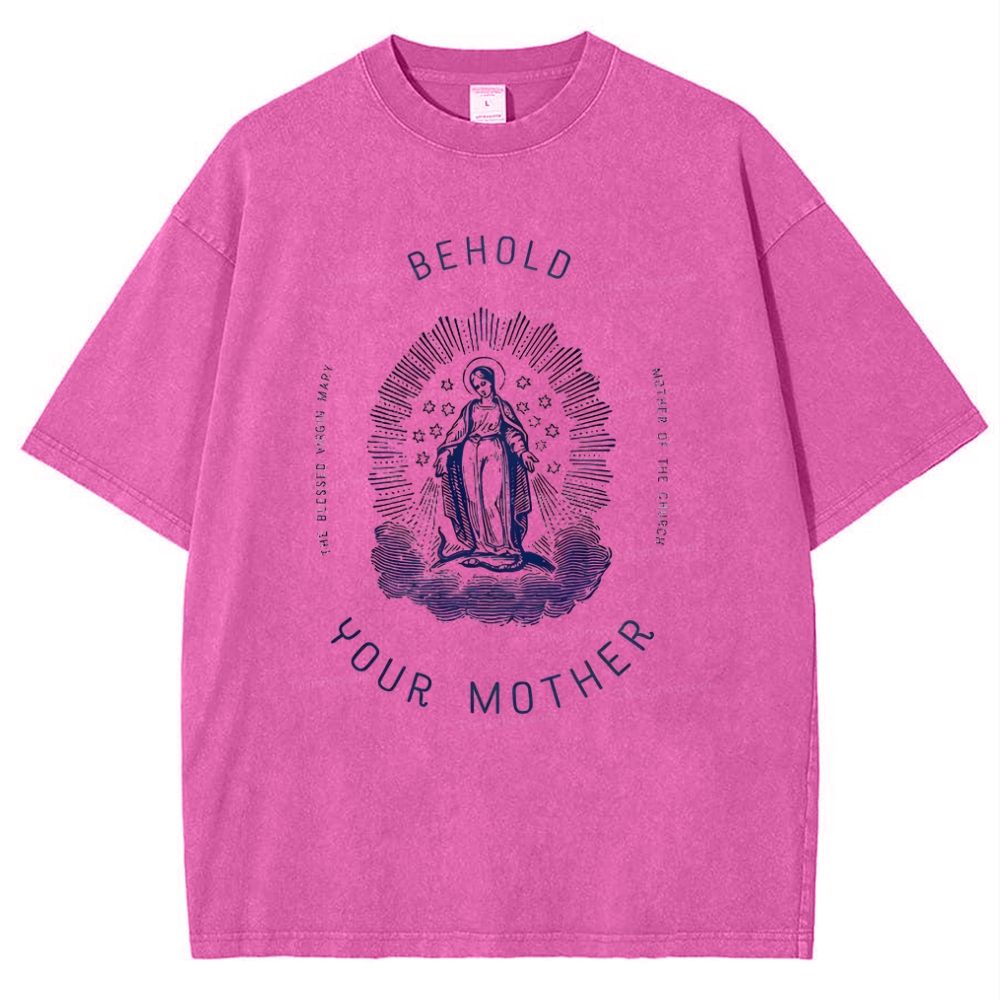 Behold Your Mother Catholic Snowflake Vintage Cotton T-Shirt
