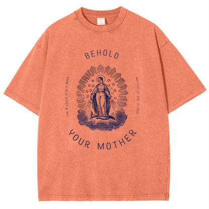 Behold Your Mother Catholic Snowflake Vintage Cotton T-Shirt