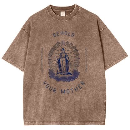 Behold Your Mother Catholic Snowflake Vintage Cotton T-Shirt