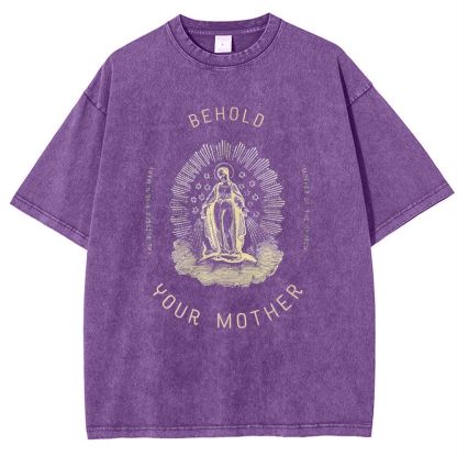 Behold Your Mother Catholic Snowflake Vintage Cotton T-Shirt