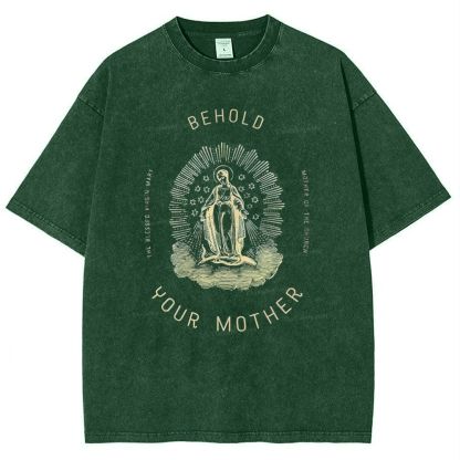 Behold Your Mother Catholic Snowflake Vintage Cotton T-Shirt