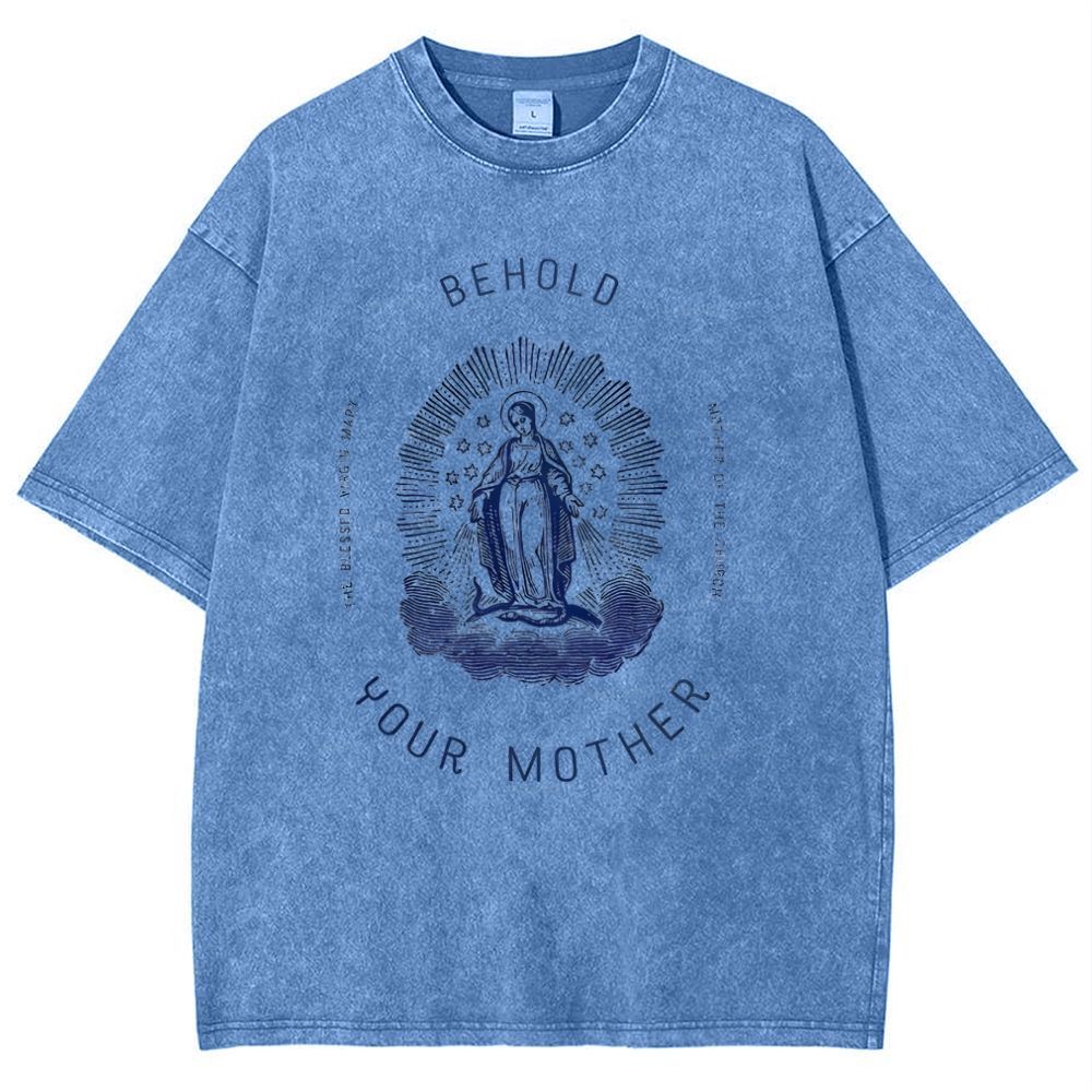 Behold Your Mother Catholic Snowflake Vintage Cotton T-Shirt