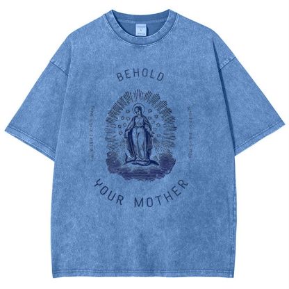 Behold Your Mother Catholic Snowflake Vintage Cotton T-Shirt