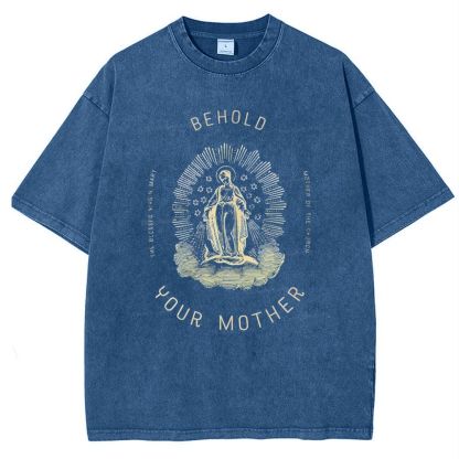 Behold Your Mother Catholic Snowflake Vintage Cotton T-Shirt