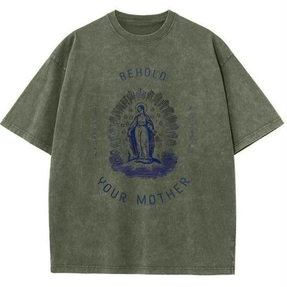 Behold Your Mother Catholic Snowflake Vintage Cotton T-Shirt