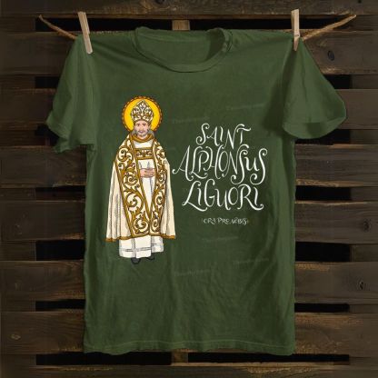 Saint Alphonsus Liguori Pray for us Cotton T-shirt