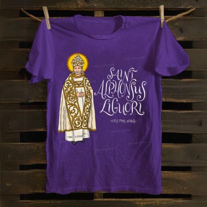 Saint Alphonsus Liguori Pray for us Cotton T-shirt