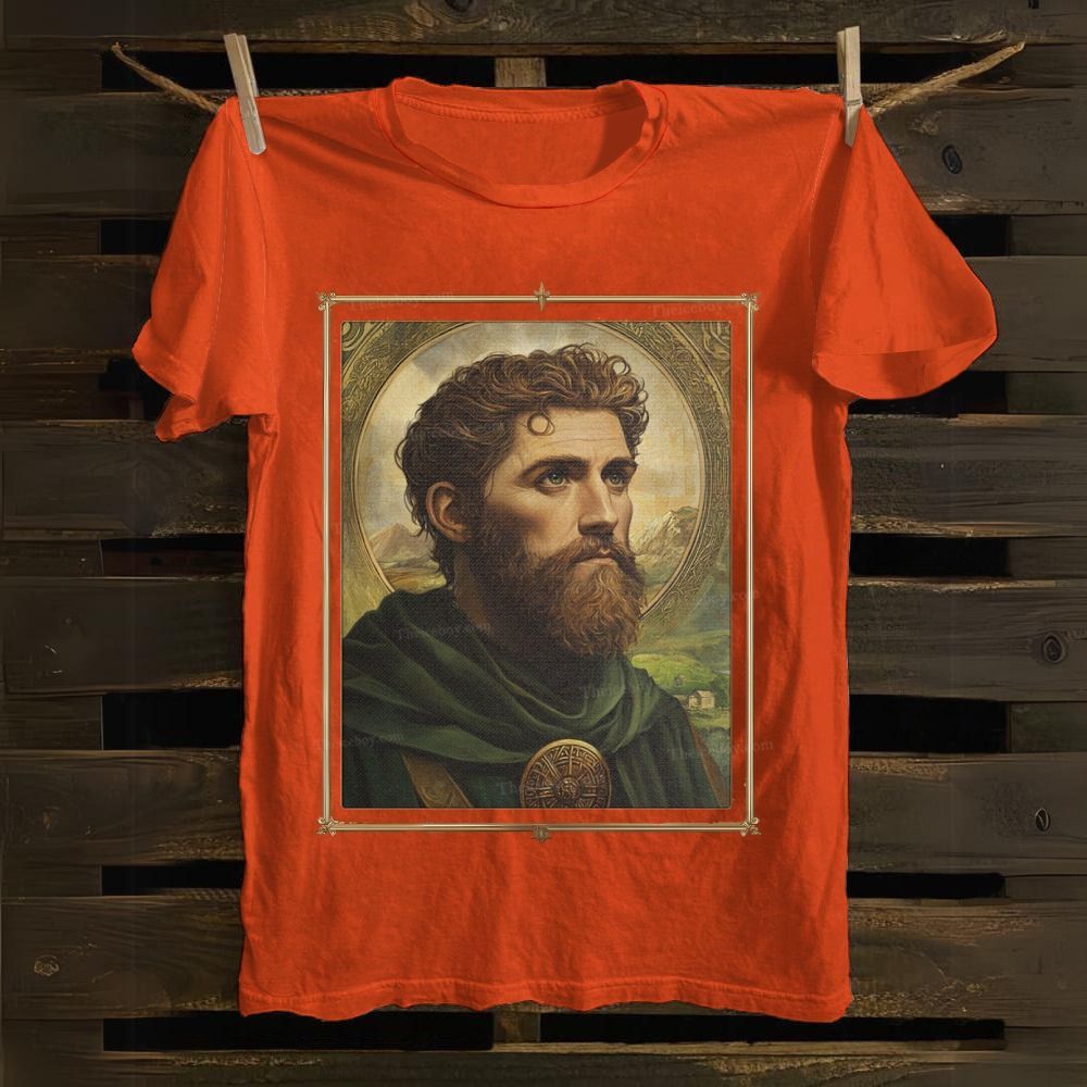 Religious Saint Patrick Celtic Portrait Cotton T-shirt