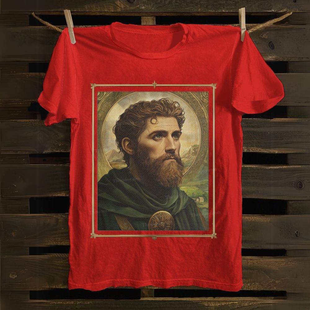 Religious Saint Patrick Celtic Portrait Cotton T-shirt