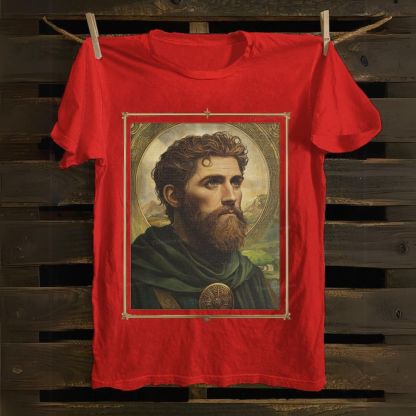 Religious Saint Patrick Celtic Portrait Cotton T-shirt