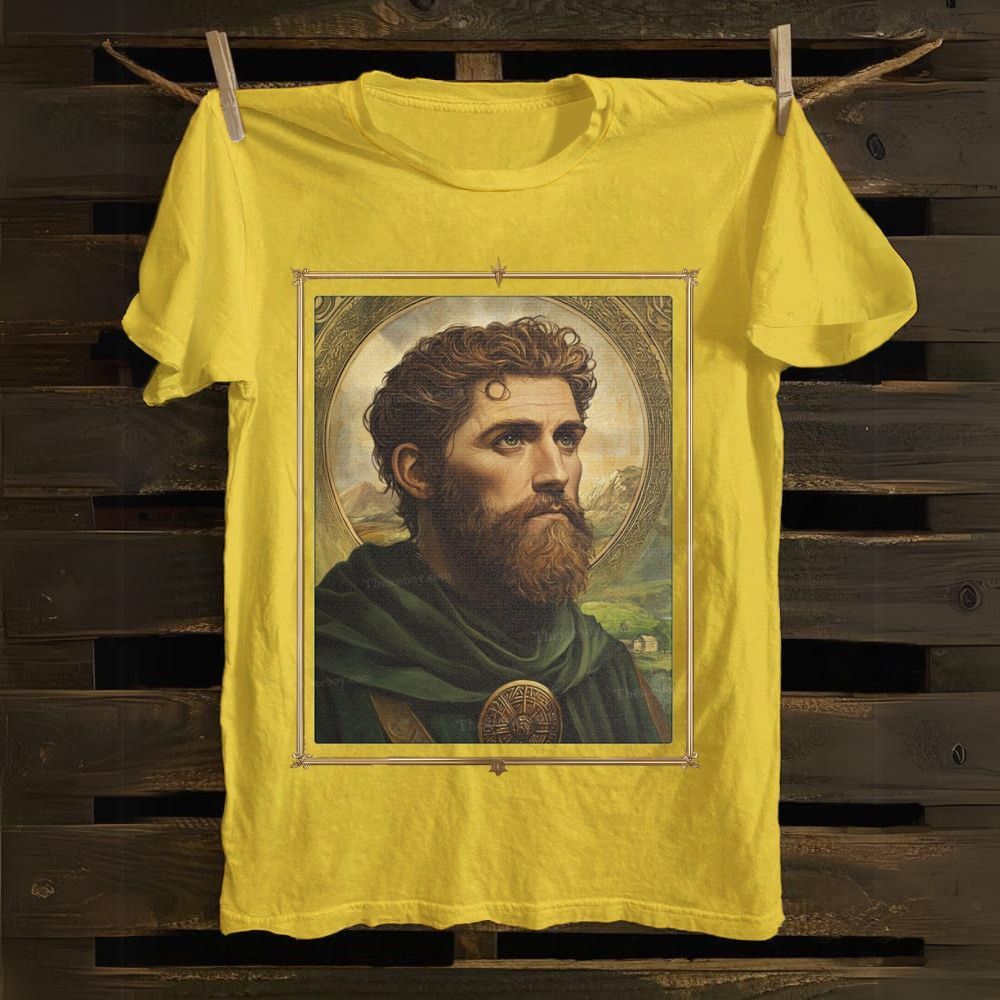 Religious Saint Patrick Celtic Portrait Cotton T-shirt