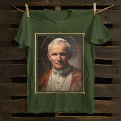Religious Saint John Paul II Portrait Cotton T-shirt
