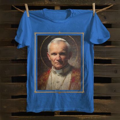 Religious Saint John Paul II Portrait Cotton T-shirt