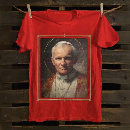 Religious Saint John Paul II Portrait Cotton T-shirt