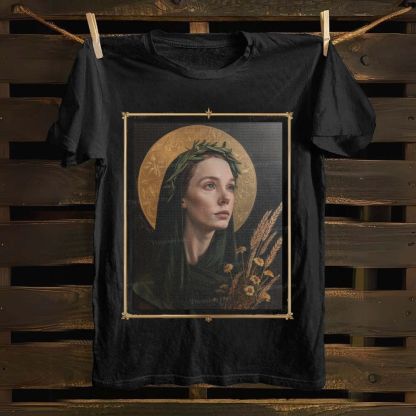 Religious Saint Brigid of Kildare Portrait Cotton T-shirt
