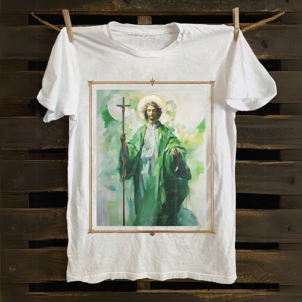 Religious Figures Saint Patrick Impressionistic Cotton T-shirt