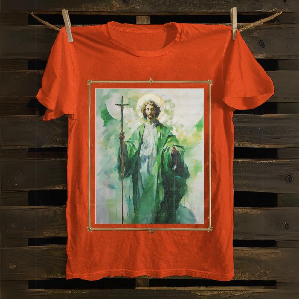 Religious Figures Saint Patrick Impressionistic Cotton T-shirt