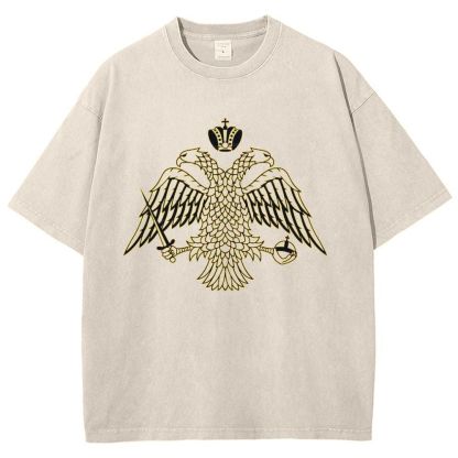 Byzantine Imperial flag by the Greek Orthodox Churches Snowflake Vintage Cotton T-Shirt