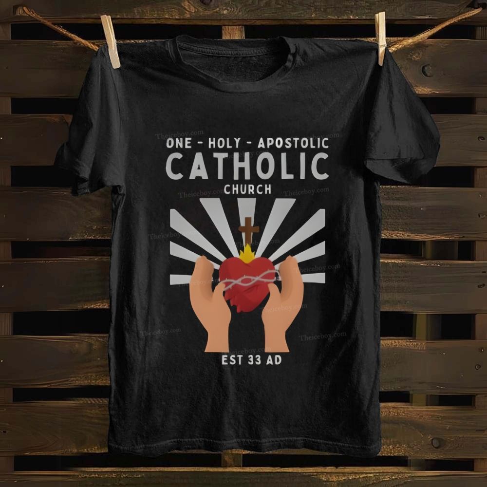 One Holy Catholic Apostolic Church Sacred Heart Cotton T-shirt