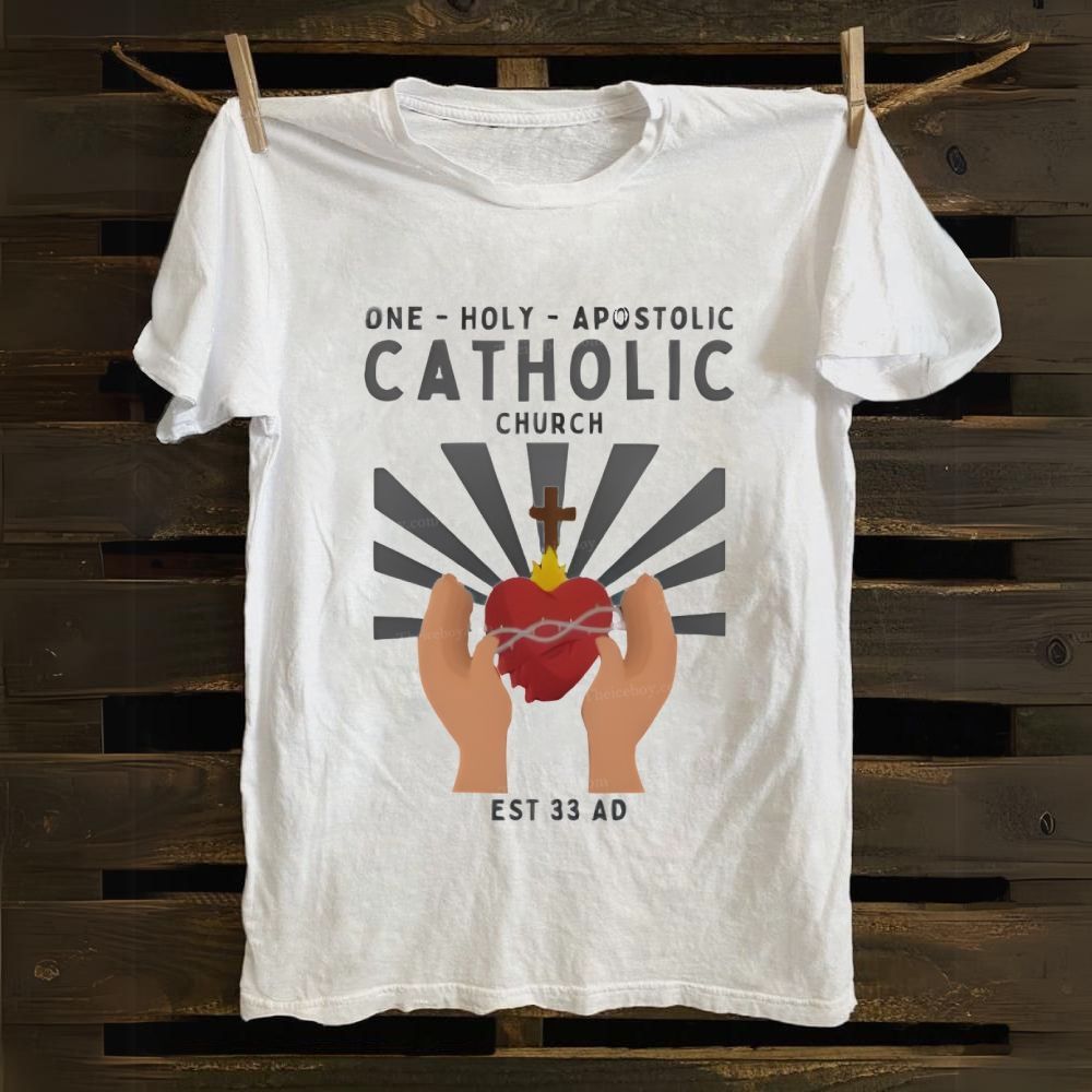 One Holy Catholic Apostolic Church Sacred Heart Cotton T-shirt