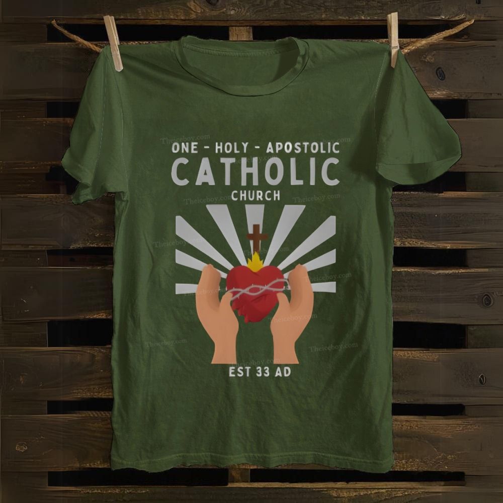 One Holy Catholic Apostolic Church Sacred Heart Cotton T-shirt