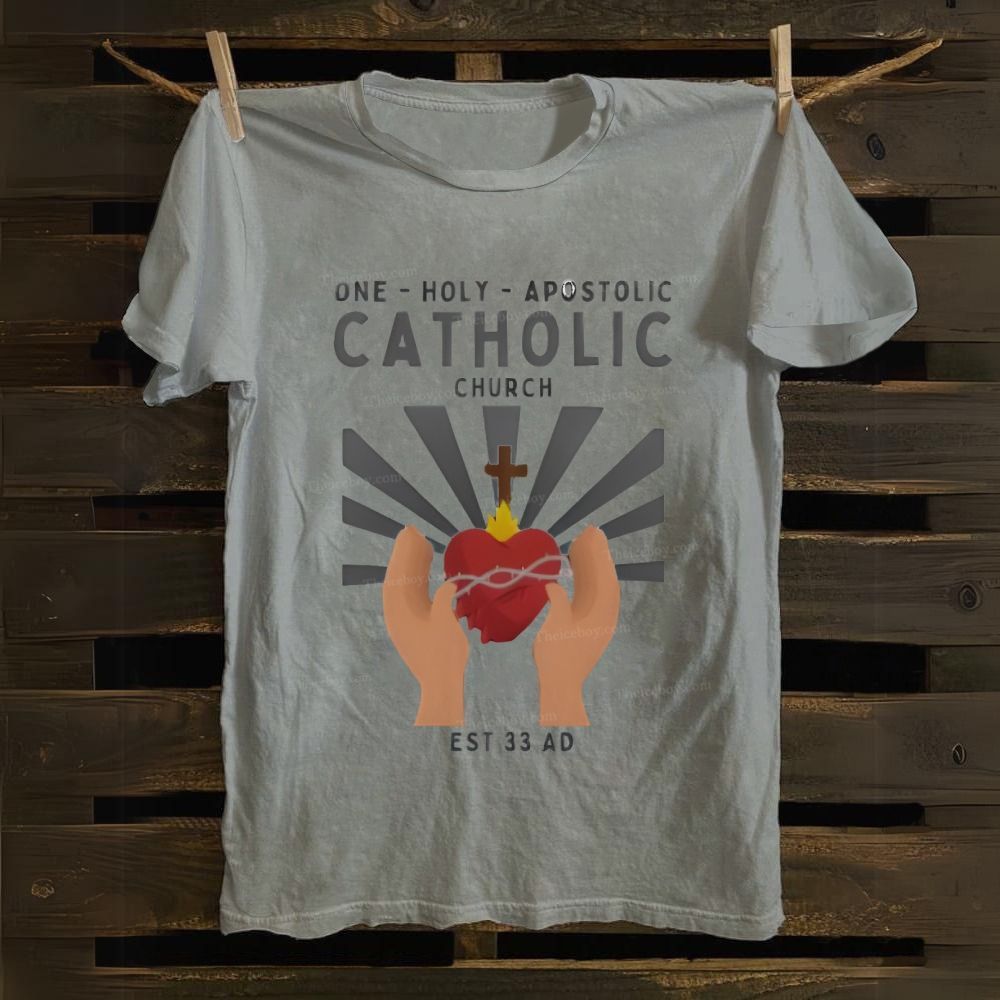 One Holy Catholic Apostolic Church Sacred Heart Cotton T-shirt
