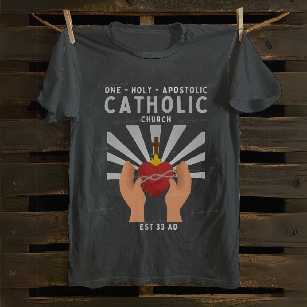 One Holy Catholic Apostolic Church Sacred Heart Cotton T-shirt