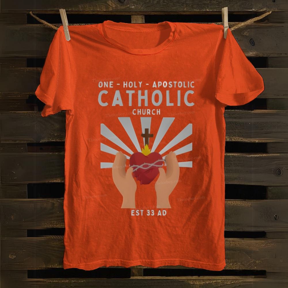 One Holy Catholic Apostolic Church Sacred Heart Cotton T-shirt