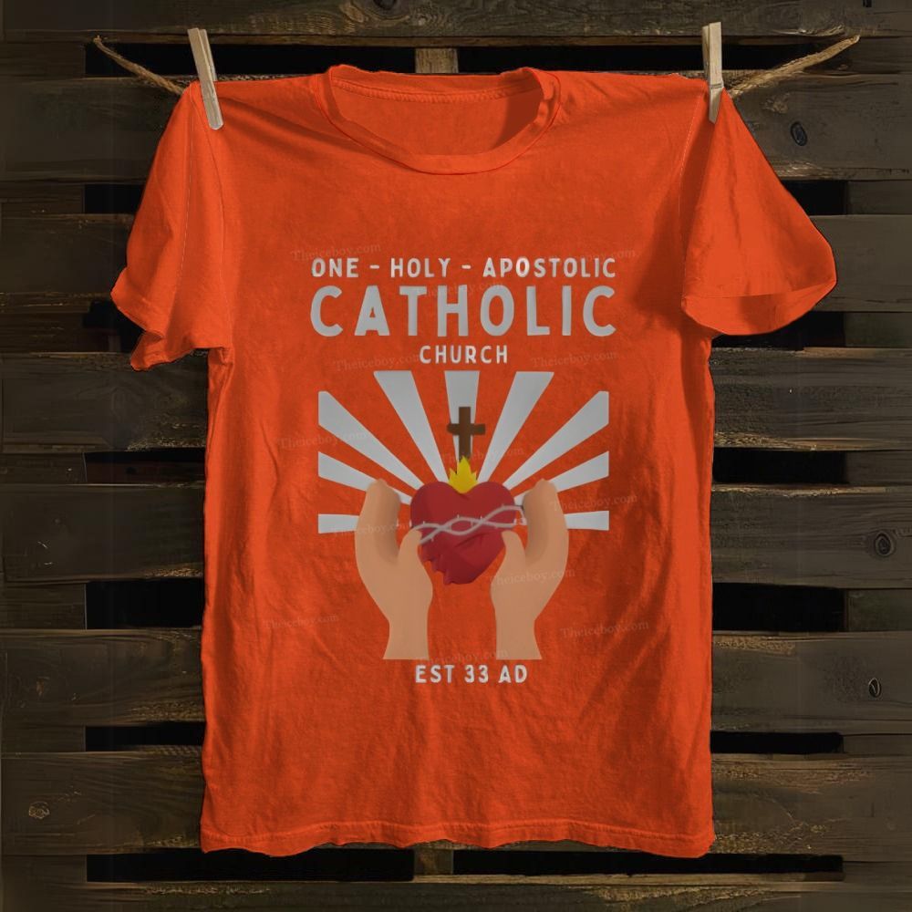 One Holy Catholic Apostolic Church Sacred Heart Cotton T-shirt