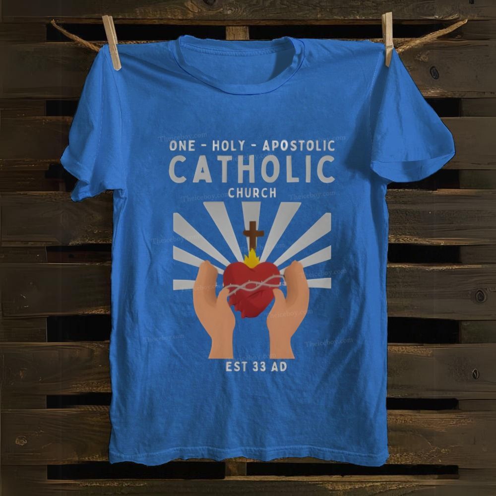 One Holy Catholic Apostolic Church Sacred Heart Cotton T-shirt