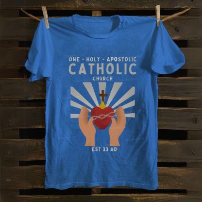One Holy Catholic Apostolic Church Sacred Heart Cotton T-shirt