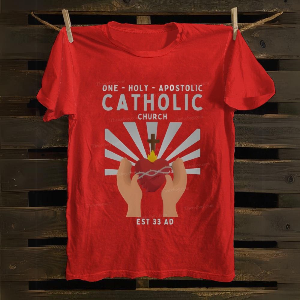 One Holy Catholic Apostolic Church Sacred Heart Cotton T-shirt
