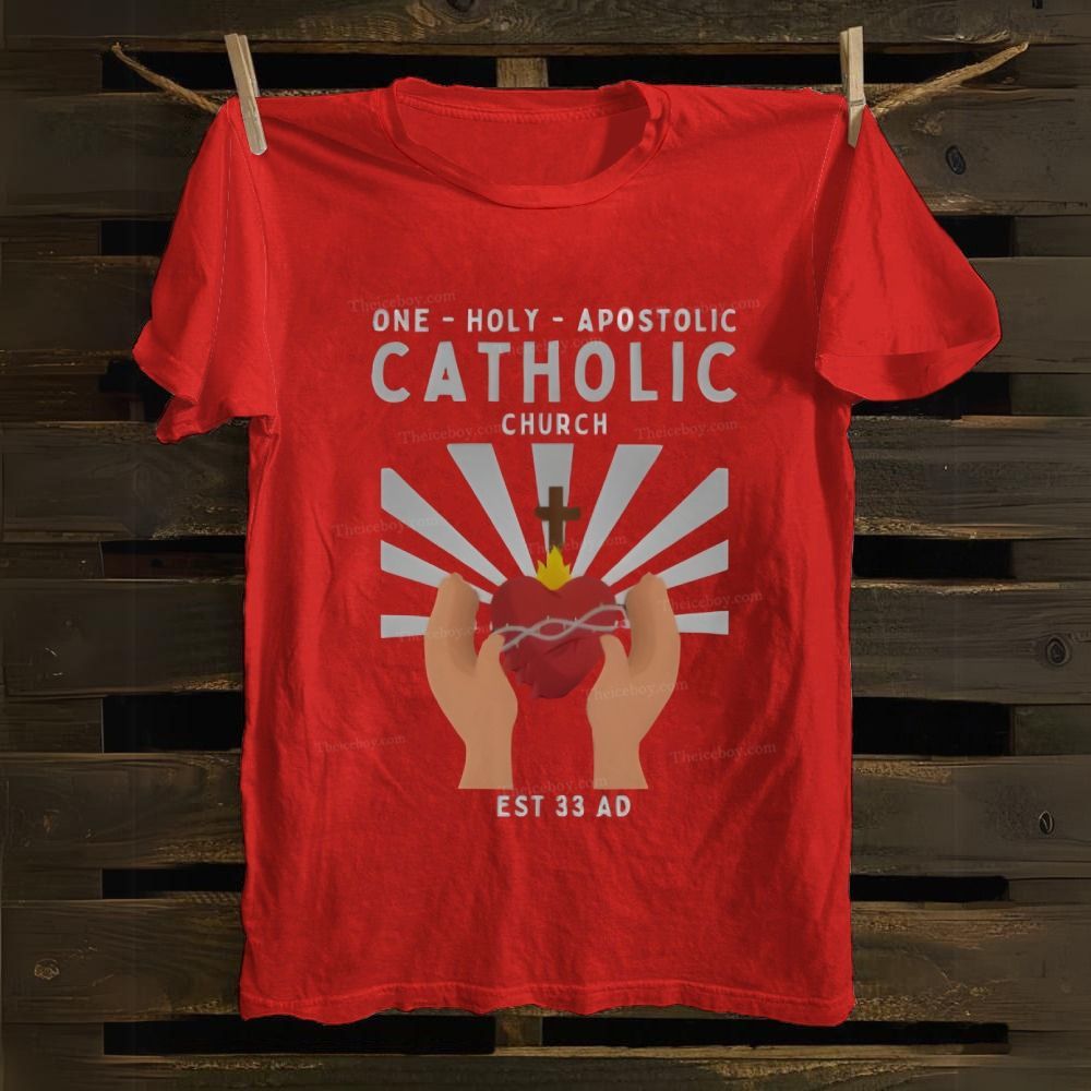 One Holy Catholic Apostolic Church Sacred Heart Cotton T-shirt