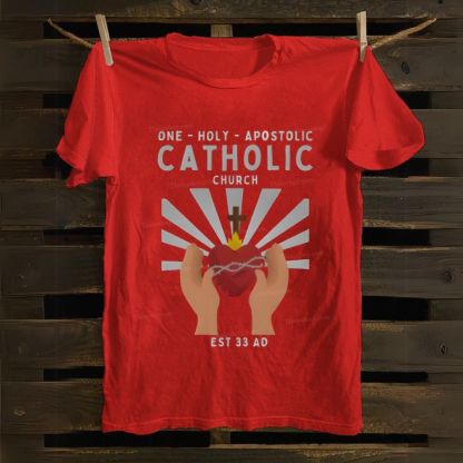 One Holy Catholic Apostolic Church Sacred Heart Cotton T-shirt