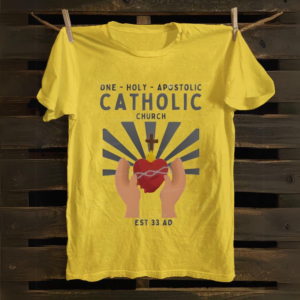 One Holy Catholic Apostolic Church Sacred Heart Cotton T-shirt