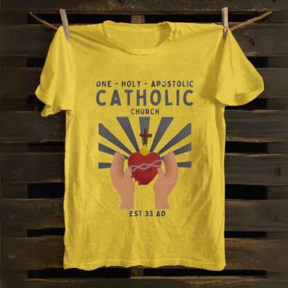 One Holy Catholic Apostolic Church Sacred Heart Cotton T-shirt